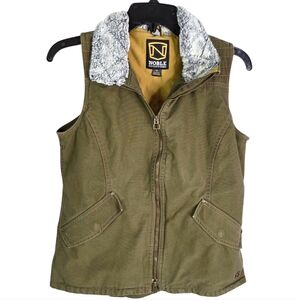 Noble Outfitters Olive Green Outdoor Vest with Faux Fur Collar Women's Size XS